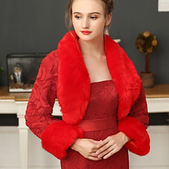 Boutique Jackets & Blazers - 🌹Fur Trimmed shrug / bolero jacket / coat